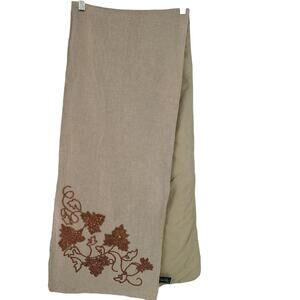 Nicole Miller beaded sequined linen look fall table runner 13.5 x 68